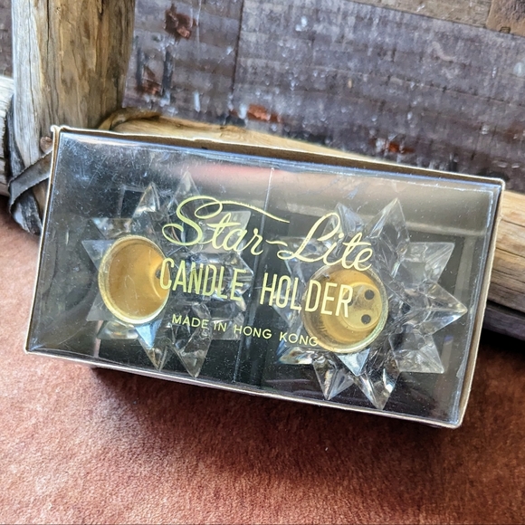 Vintage Starlite Acrylic Iridescent Star Candle Holders in Original Box - Picture 5 of 16